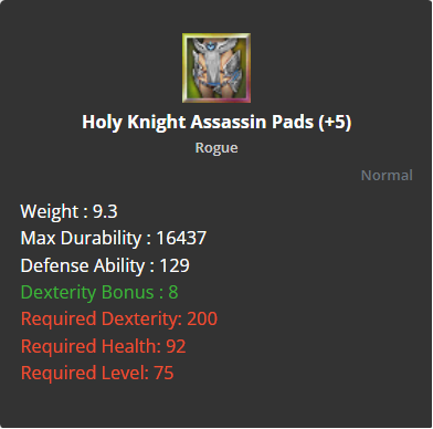 Holy Knight Assassin Pads +5