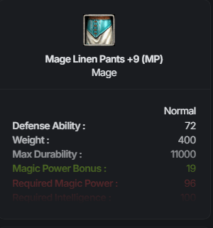 Mage Linen Pants (MP) +9